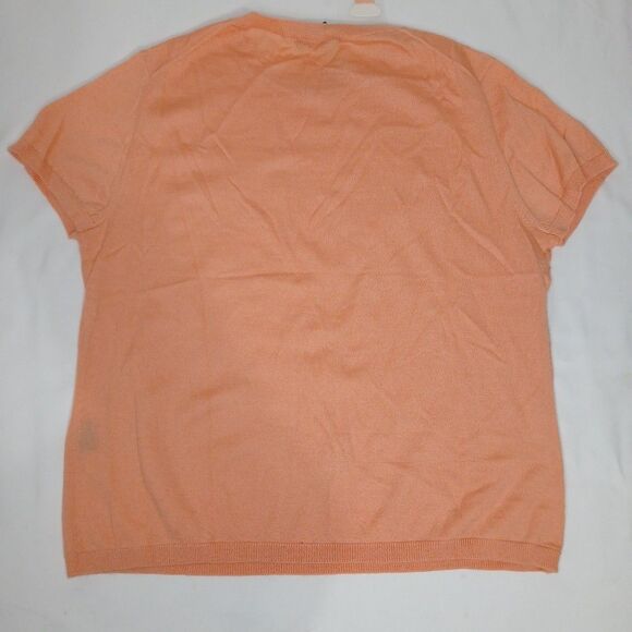 Signature Expression 100% Cashmere L Sweater Short Sleeve Lightweight Orange NWT - Picture 6 of 7
